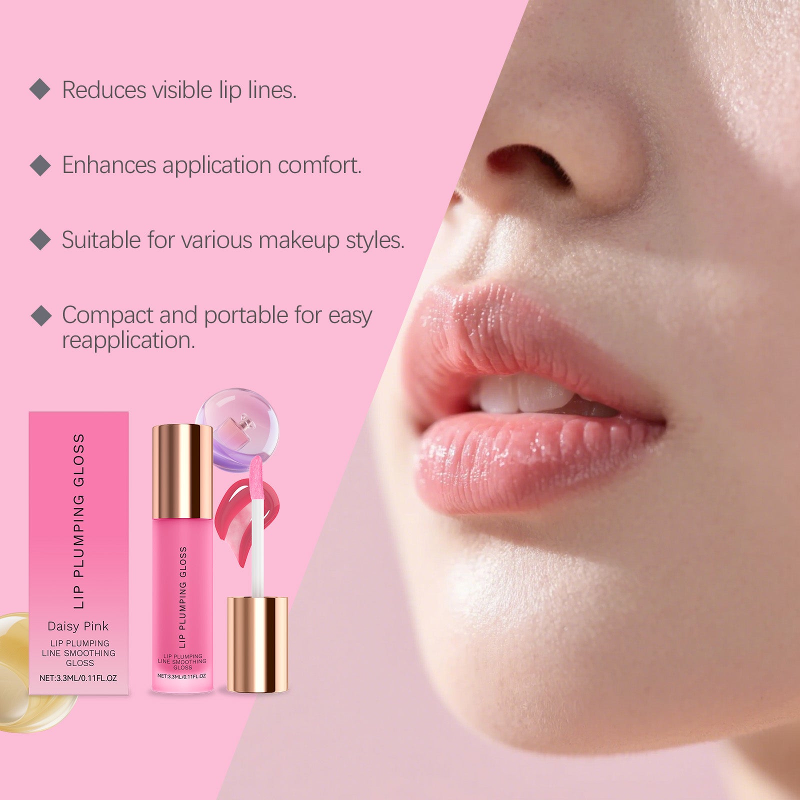AMZ Water Light Moisturizing Lip Gloss, Mild Ingredients Daily Moisturizing Care Lip Dry Water Light Glass Dudu Lip Moisturizing Lip