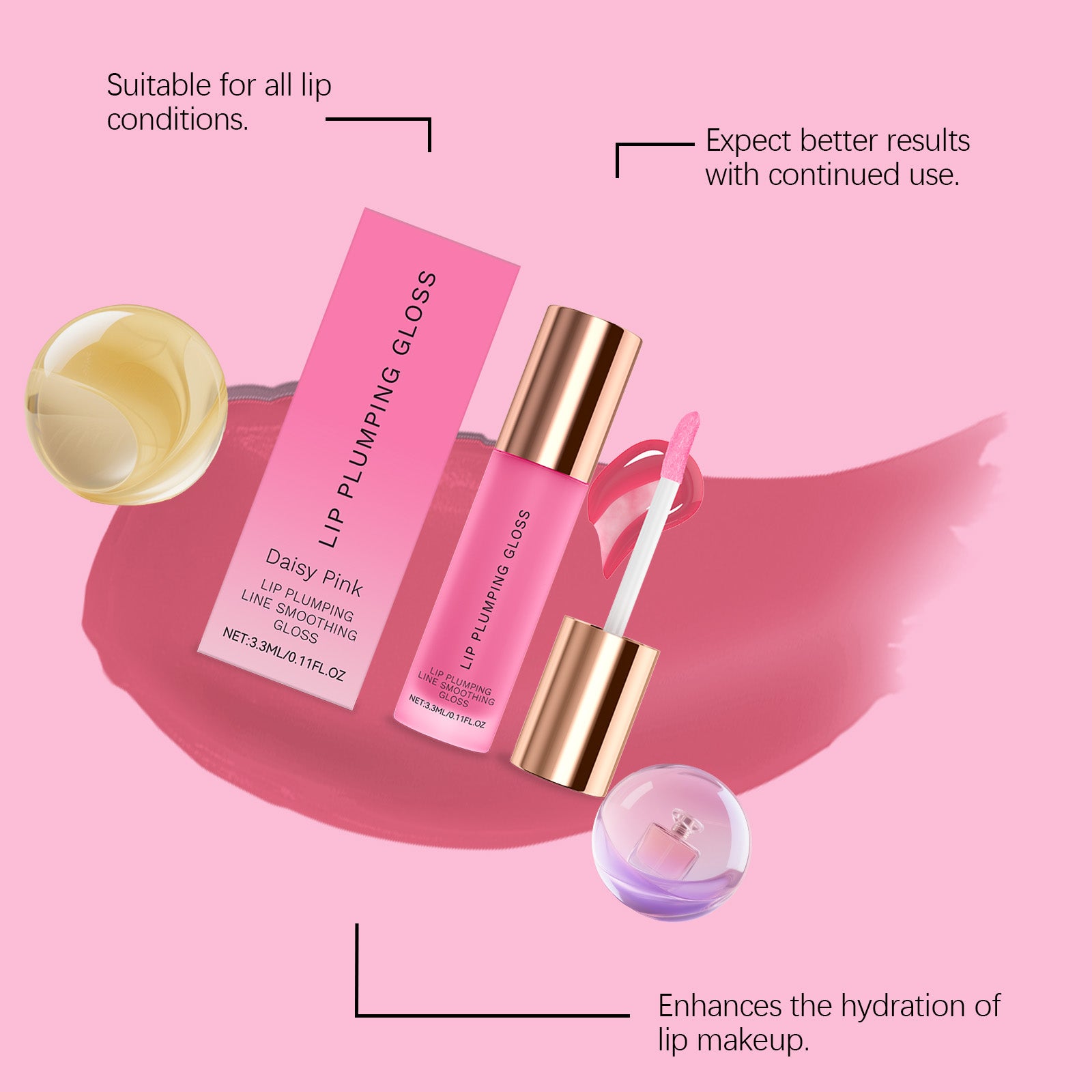 AMZ Water Light Moisturizing Lip Gloss, Mild Ingredients Daily Moisturizing Care Lip Dry Water Light Glass Dudu Lip Moisturizing Lip