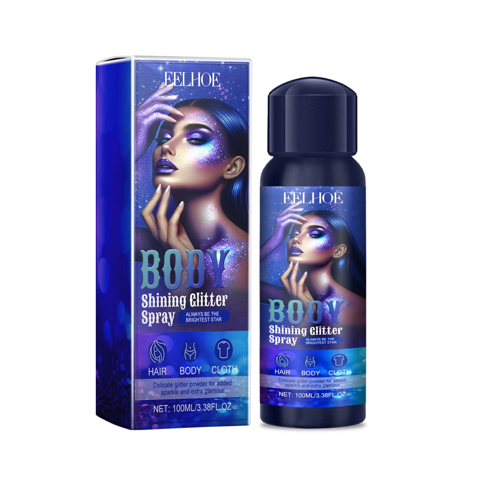 EELHOE high-gloss brightening glitter spray, flash spray high-gloss spray natural three-dimensional long-lasting brightening glitter