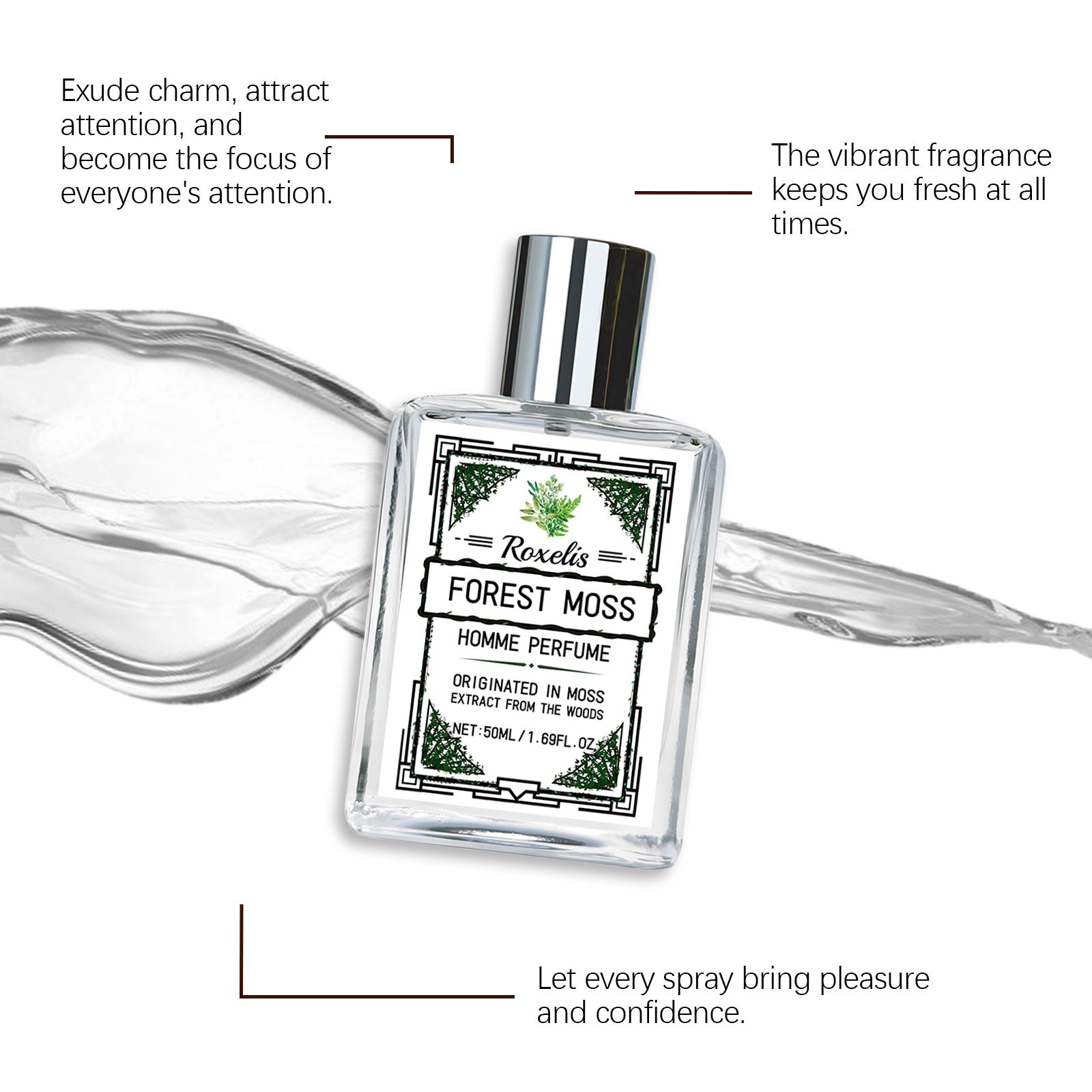 Roxelis Men's Perfume Fresh Forest, Cologne Wood Fragrance Elegant Gentle and Lasting Fragrance Charm Men's Fragrance Gentle