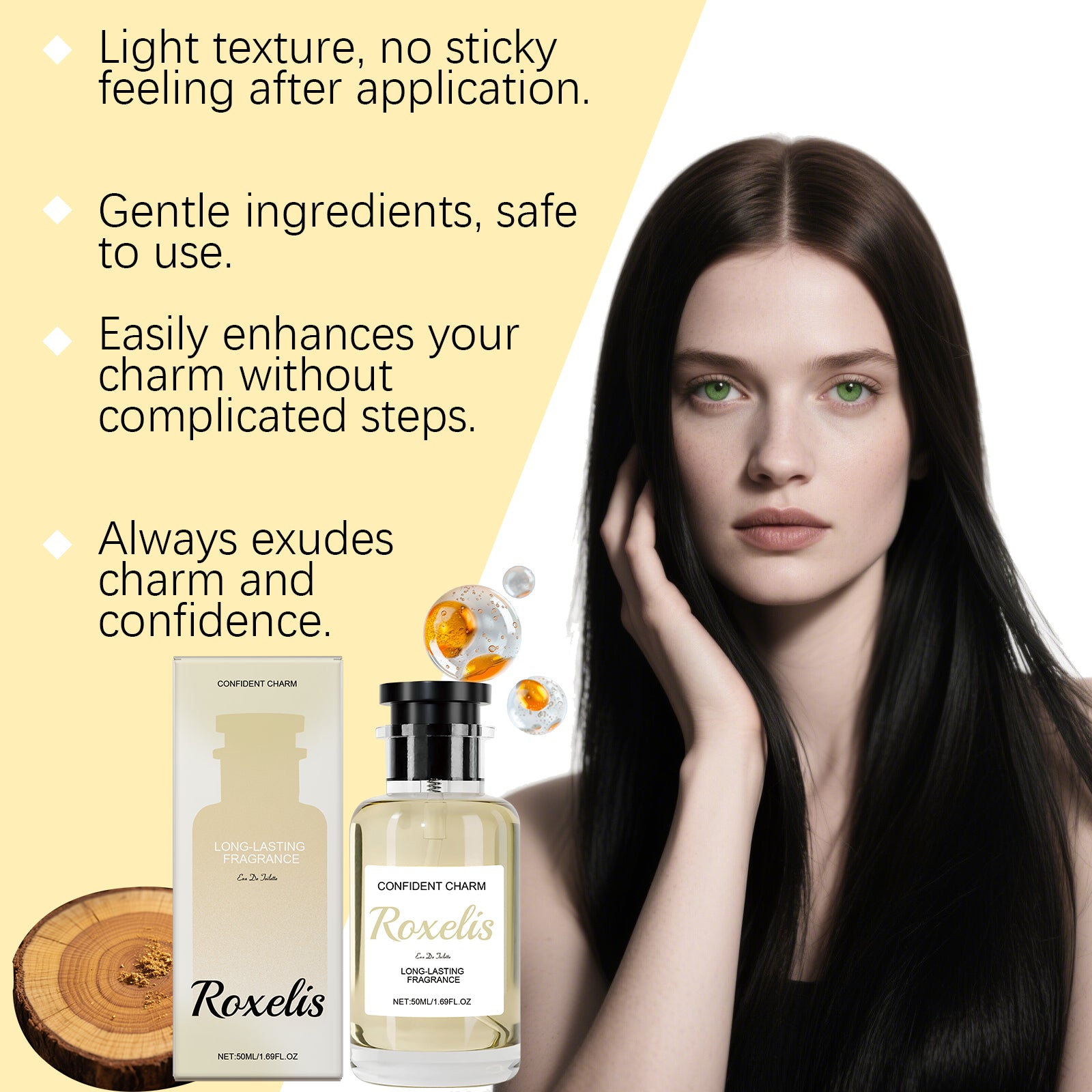 Roxelis Woody Bergamot Eau de Perfume, exudes a charming aroma, elegant fragrance, suitable for many occasions Glamour perfume