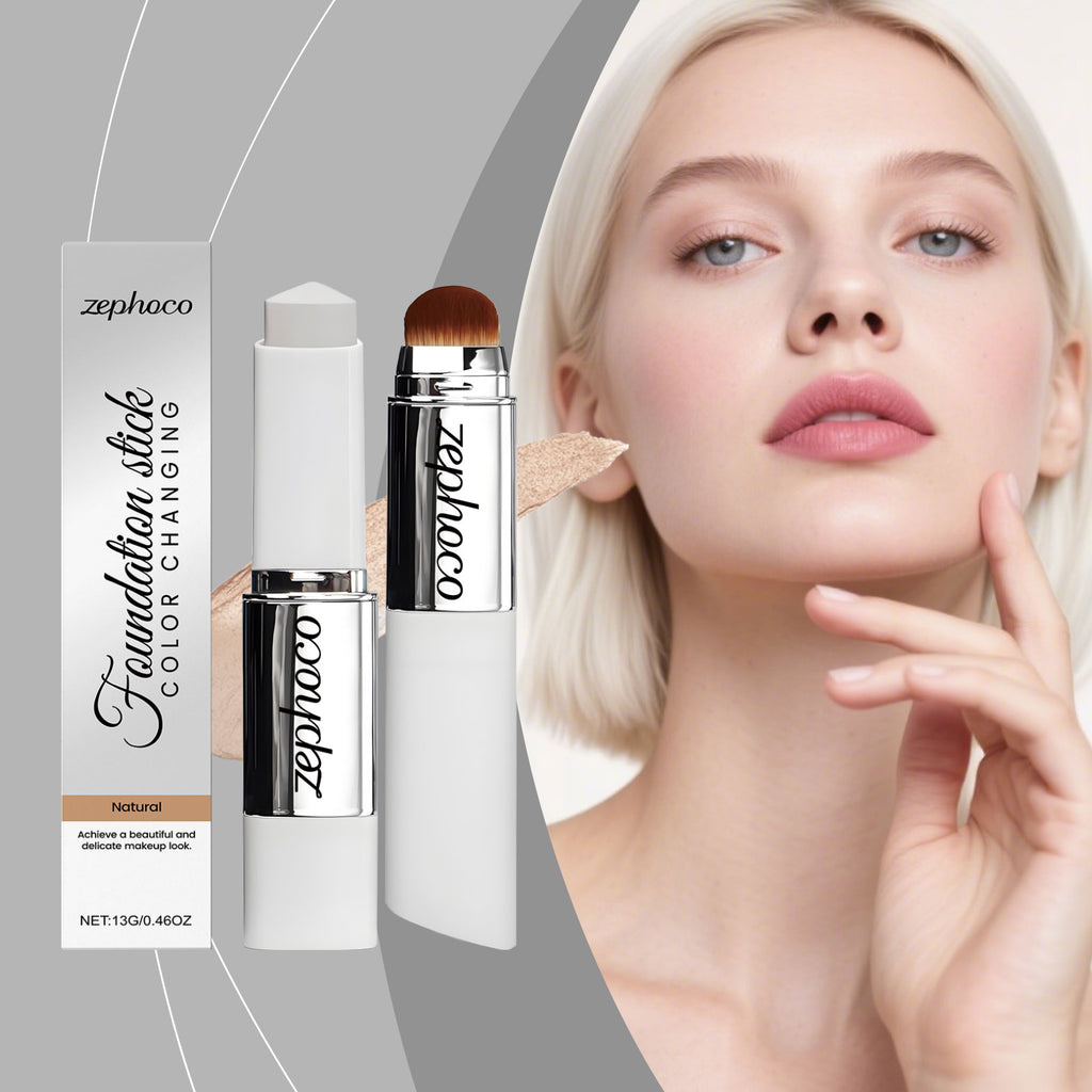 Zephoco natural color concealer color-changing foundation stick, light makeup matte clear natural obedient foundation stick