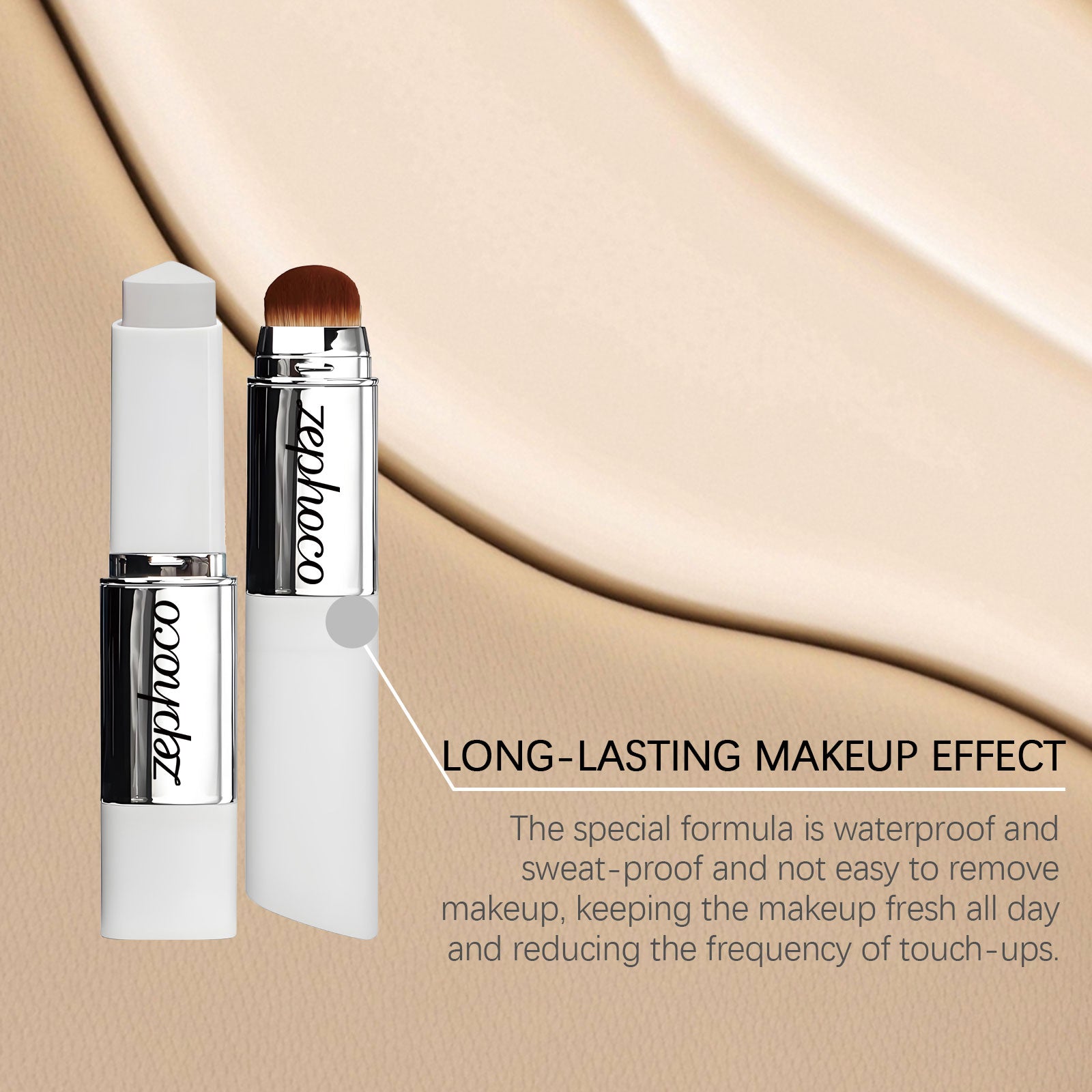 Zephoco natural color concealer color-changing foundation stick, light makeup matte clear natural obedient foundation stick