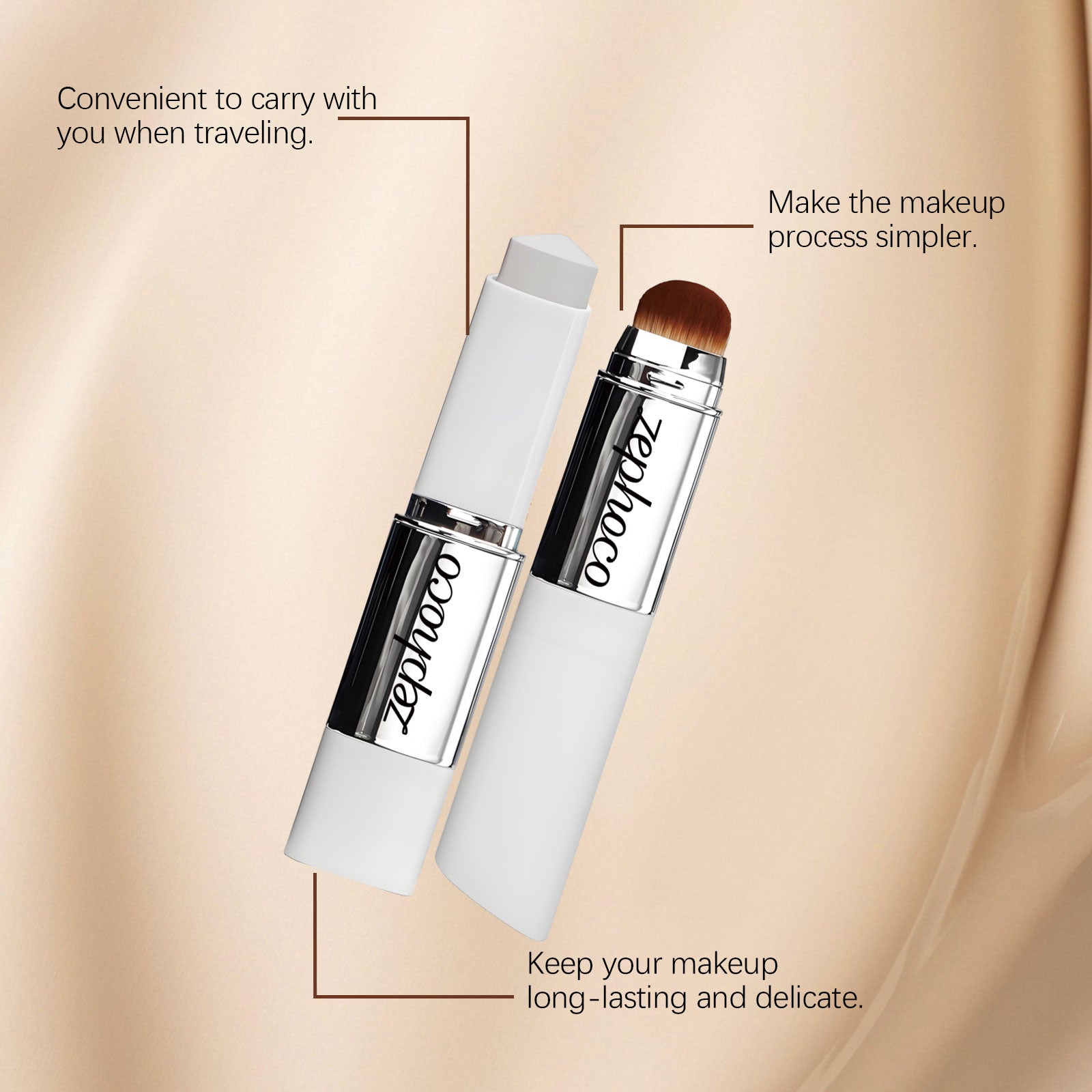 Zephoco natural color concealer color-changing foundation stick, light makeup matte clear natural obedient foundation stick