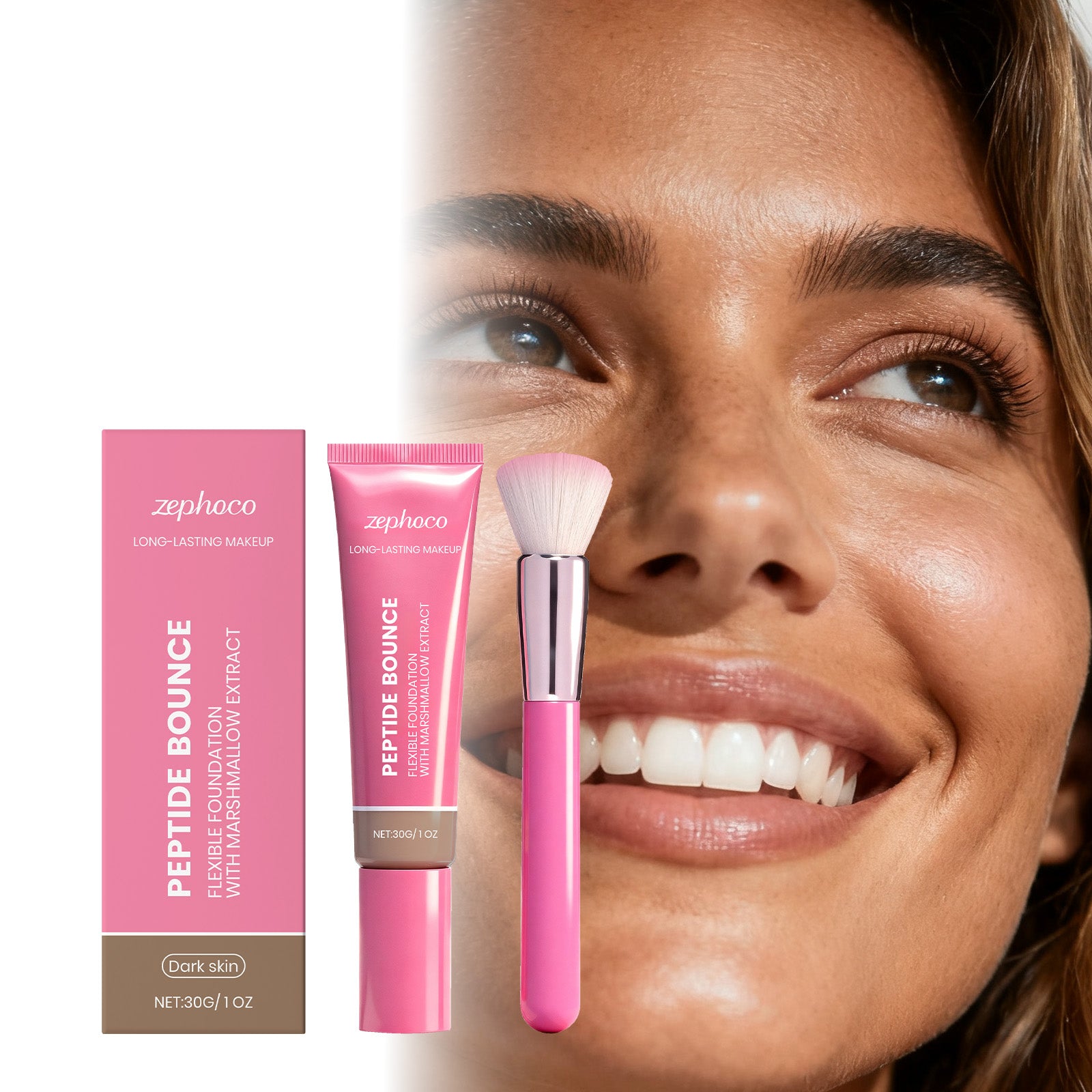 Zephoco dark complexion light makeup foundation, moisturizing, moisturizing and brightening skin to create matte and clear makeup