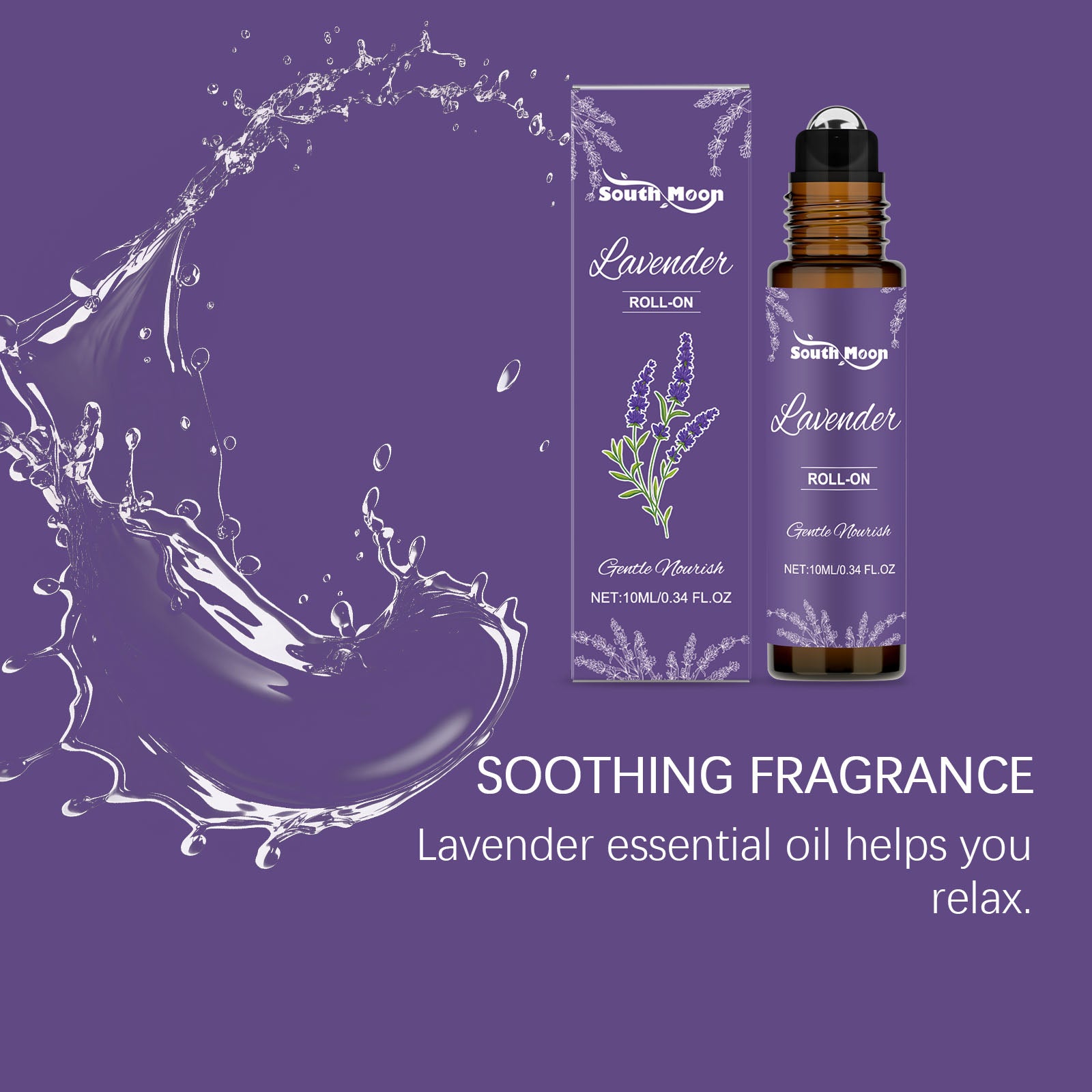 South Moon Lavender Fragrance Essential Oil Rolls, Refreshing and Portable Portable Plant Body Care Fragrance Beads