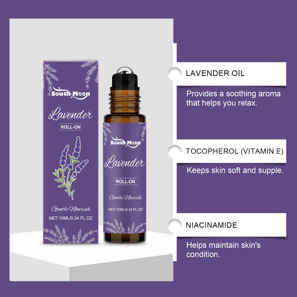 South Moon Lavender Fragrance Essential Oil Rolls, Refreshing and Portable Portable Plant Body Care Fragrance Beads