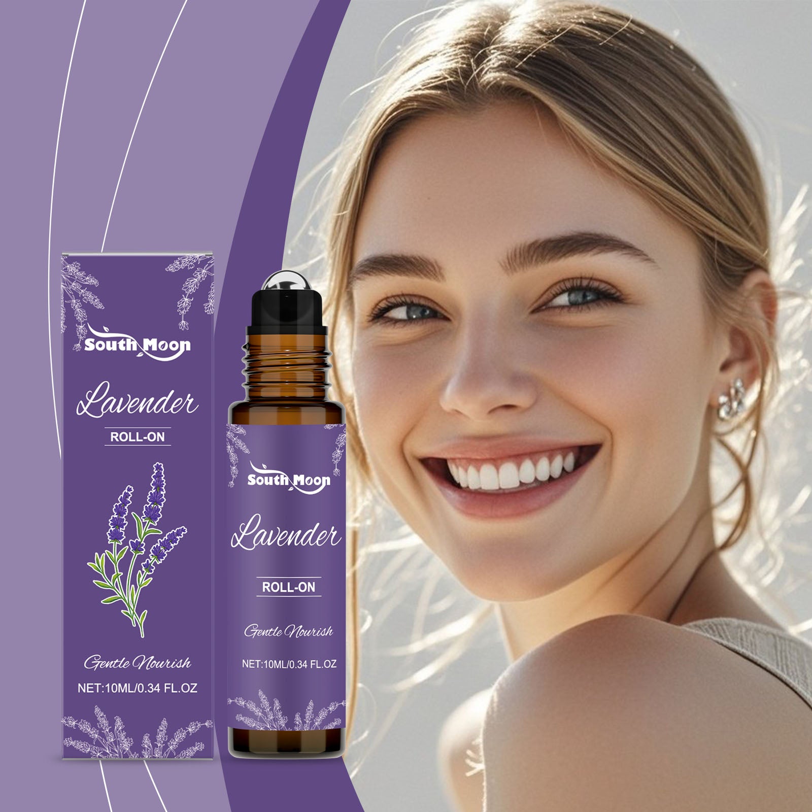 South Moon Lavender Fragrance Essential Oil Rolls, Refreshing and Portable Portable Plant Body Care Fragrance Beads