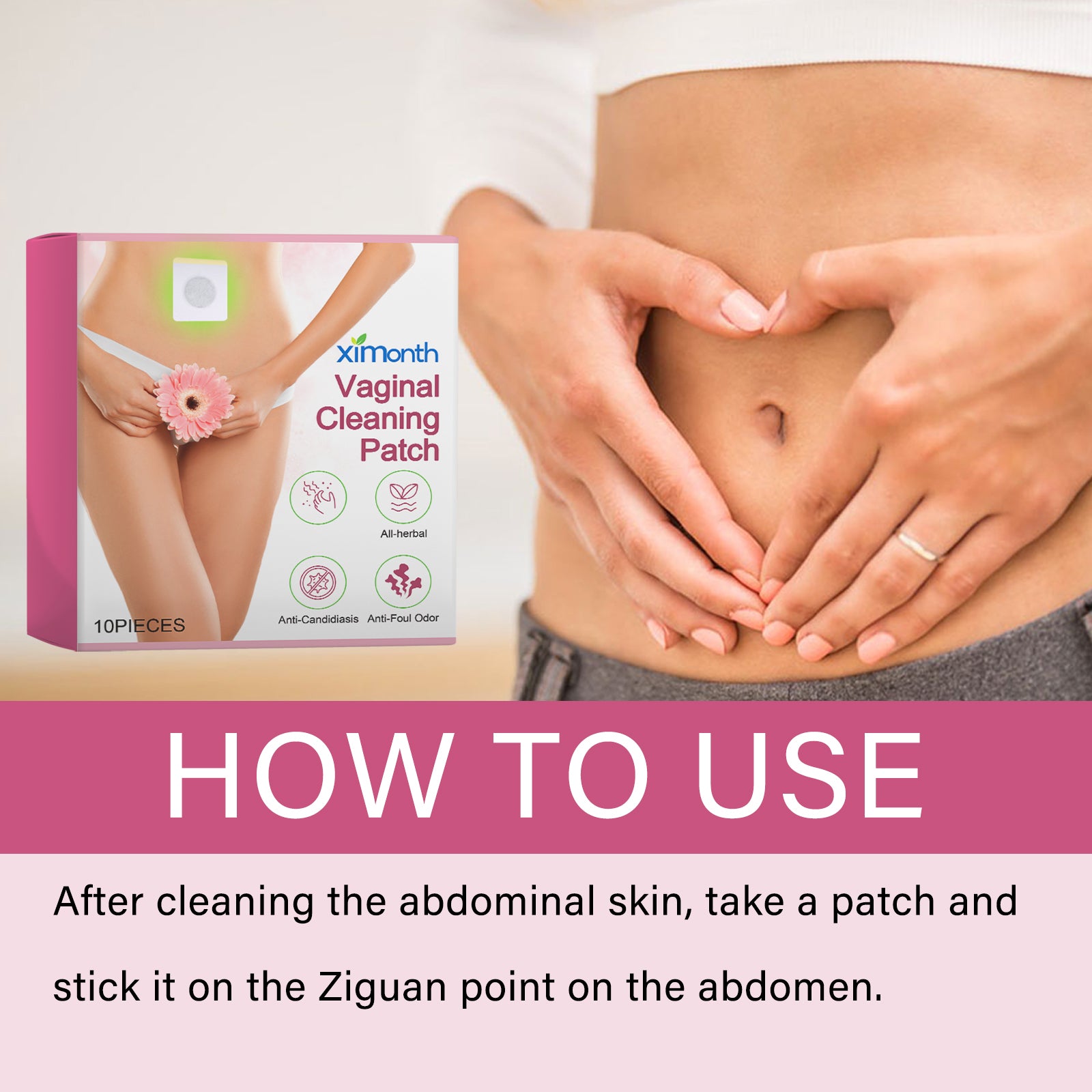 Ximonth Female Cleansing Patch, Female Skin Cleansing Care Relief Itching Removal Odor Body Care